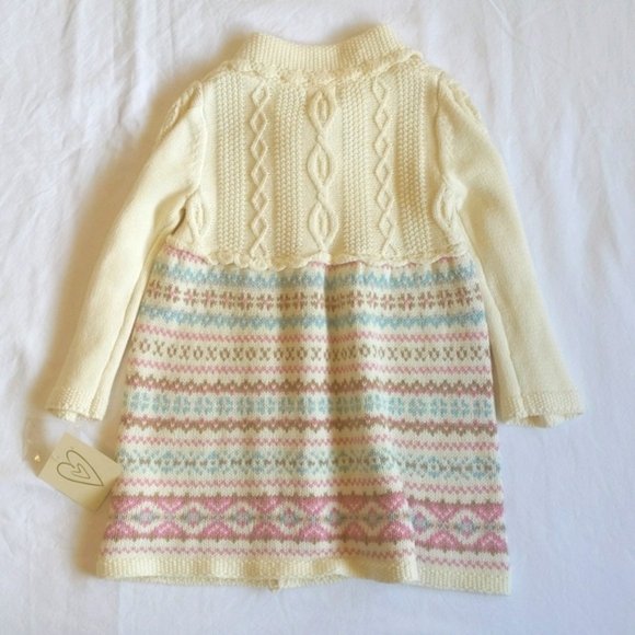 NEW shawl collar cable knit pastel fair isle sweater dress 24 months baby girl - Picture 8 of 8